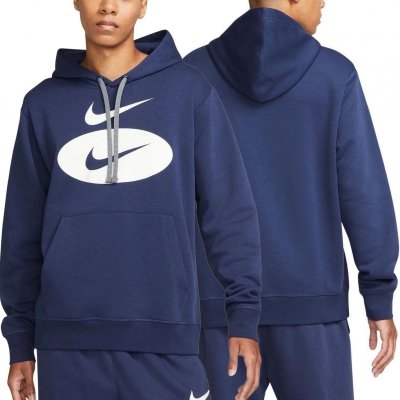 Nike Sportswear Swoosh  bluza męska kangurka granatowa  z nadrukiem