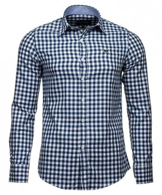 Koszula Armani Jeans granatowa w kratkę Slim Fit logo