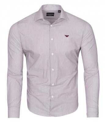 Emporio Armani koszula bordowa Modern Fit męska w paski