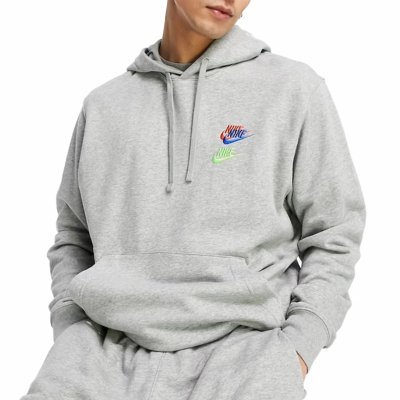 Bluza Nike męska kangurka szara wyszywane logo