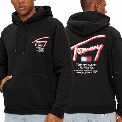 Bluza Tommy Jeans męska czarna kangurka z kapturem 