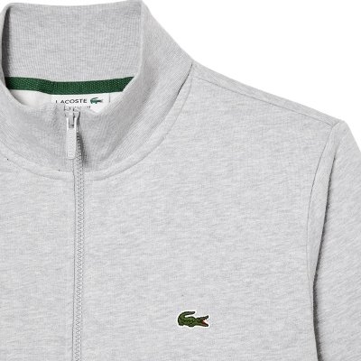 Bluza męska Lacoste szara bawełniana rozpinana z kołnierzykiem kieszenie zapinane na zamek