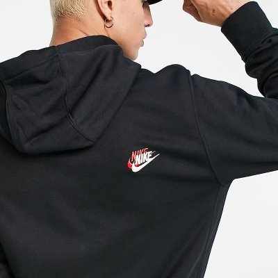 Bluza Nike męska kangurka czarna wyszywane logo