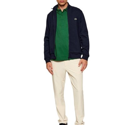 Bluza męska Lacoste granatowa bawełniana rozpinana z kołnierzykiem kieszenie zapinane na zamek