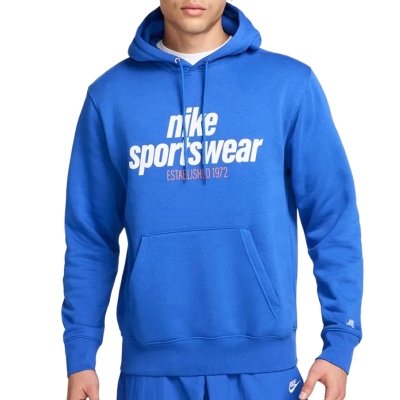 Bluza Nike niebieska z kapturem bawełniana kangurka