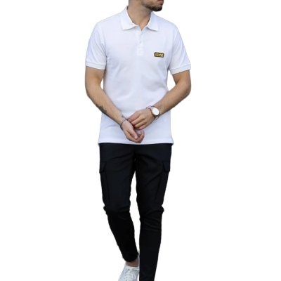 Polo polówka Versace Jeans Couture koszulka męska biała złote logo bawełniana