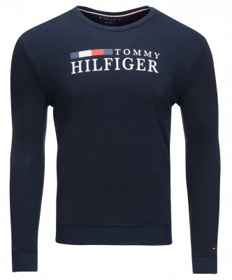 Bluza Tommy Hilfiger męska granatowa wkładana przez głowę bawełniana duże logo