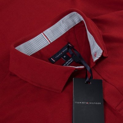 Polówka polo Tommy Hilfiger męska bordowa małe logo bawełniana