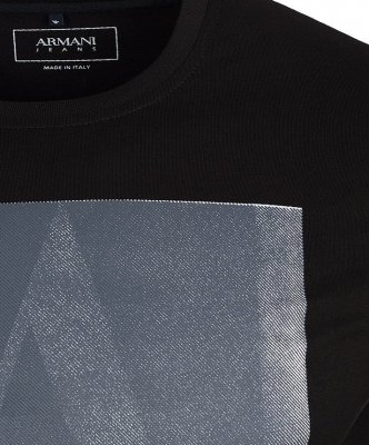 Armani Jeans bluza czarna męska duże logo bawełniana