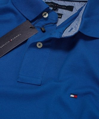 Polówka polo Tommy Hilfiger męska niebieska małe logo bawełniana