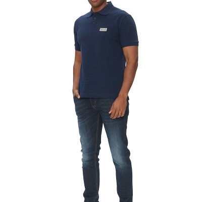 Polo polówka Versace Jeans Couture koszulka męska granatowa srebrne logo bawełniana