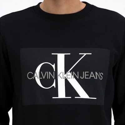 Bluza Calvin Klein męska czarna duże logo bawełniana