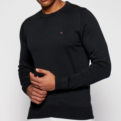 Sweter męski Tommy Hilfiger czarny jedwab z okrągłym dekoldem