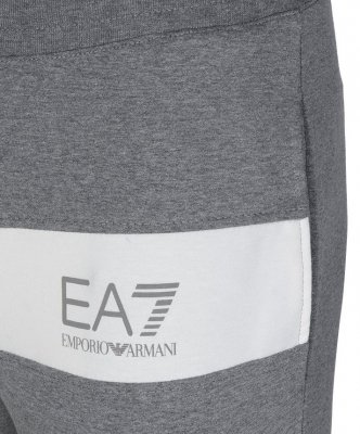 Komplet dresowy Emporio Armani EA7 bawełniany męski spodnie bluza ze stójką szary