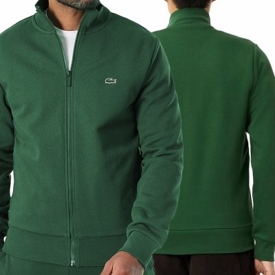 Bluza męska Lacoste zielona bawełniana rozpinana z kołnierzykiem kieszenie zapinane na zamek