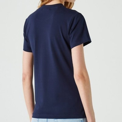 T-shirt koszulka Lacoste damska granatowa z okrągłym dekoldem bawełniana