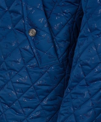 Armani Jeans męska kurtka przejściowa niebieska ze stójką z motywem logotypów