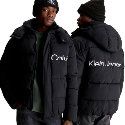 Kurtka Calvin Klein Jeans puchowa męska czarna z kapturem