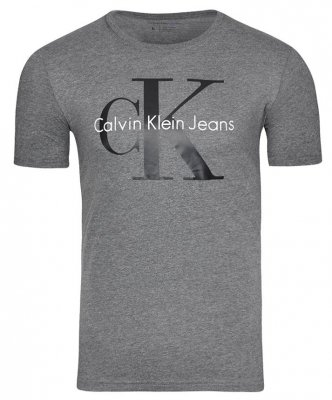 T-shirt koszulka Calvin Klein Jeans męska z okrągłym dekoldem grafitowa