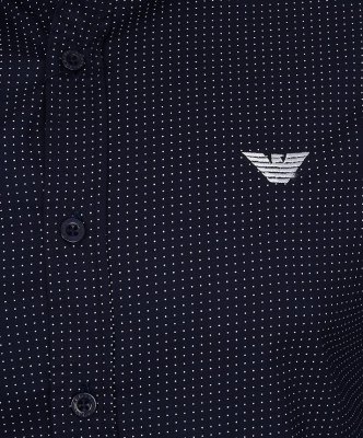 Koszula Armani Jeans granatowa Slim Fit męska logo w kropki