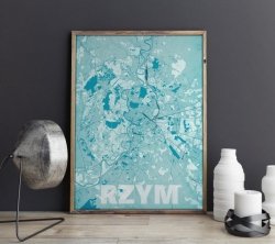 Plakat na ścianę - Rzym - Błękitna mapa - 50x70 cm