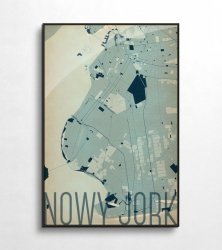 Plakat do restauracji - Nowy Jork - Artystyczna mapa - 61x91,5 cm