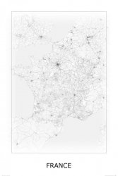 France, black&amp;white - mapa