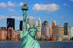Fototapeta na ścianę - Statua wolności, Manhattan Skyline - 175x115 cm