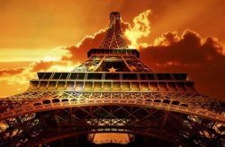Fototapeta na ścianę - Zachód słońca, Wieża Eiffel - 175x115 cm