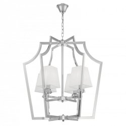 Lampa wisząca - Nowoczesna - Chromowana z białymi abażurami - Montero