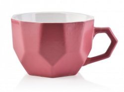Kubek ceramiczny - SALLY GEO - Różowy - 450ml