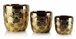 Doniczki ceramiczne Komplet Złoty - 3szt. Neva