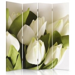 Parawan - Białe Tulipany - 4 części - Obrotowy 360°