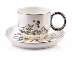 Filiżanka do kawy - herbaty ze spodkiem - ceramiczna - 250 ml - Elfique