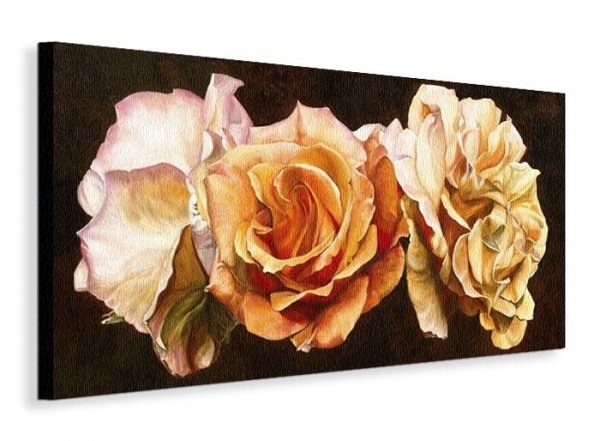 Obraz na ścianę - Kwiaty - Rose Trio - 50x100 cm