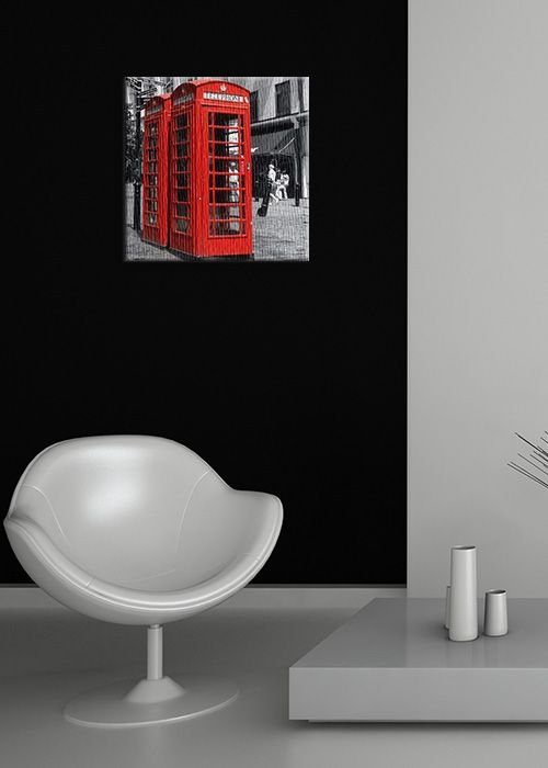 Obraz na płótnie - Czerwona budka, Londyn - 40x40 cm 