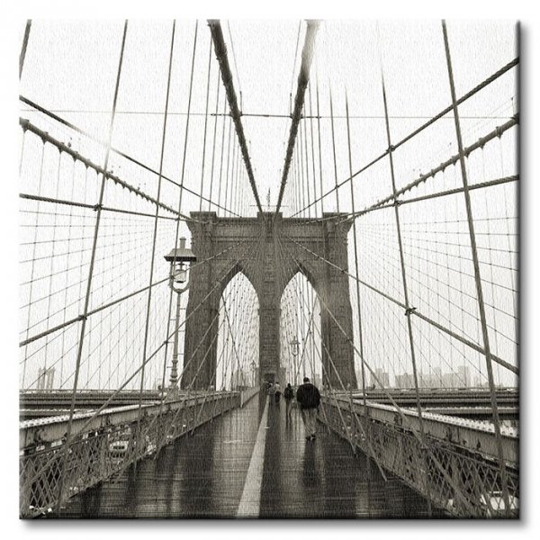 Obraz na płótnie - Brooklyn Bridge, Wide Angle - 40x40 cm