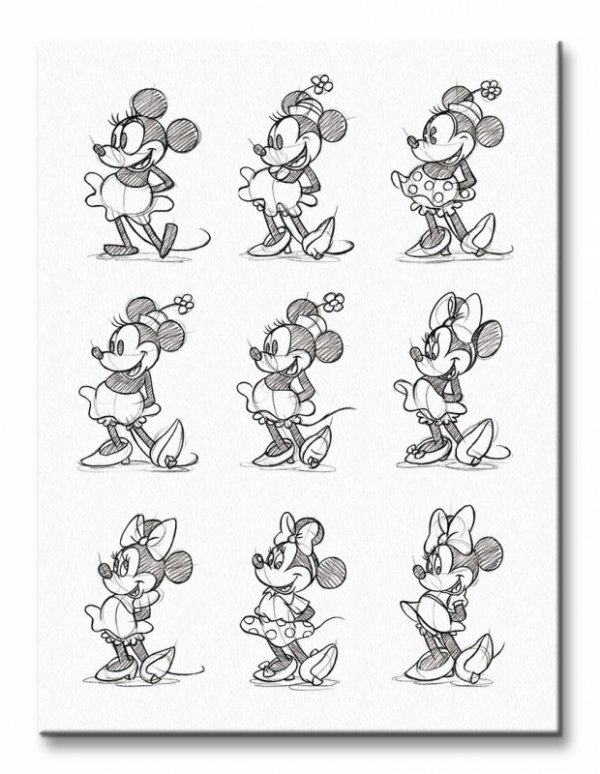 Minnie Mouse (Sketched - Multi) - Obraz na płótnie
