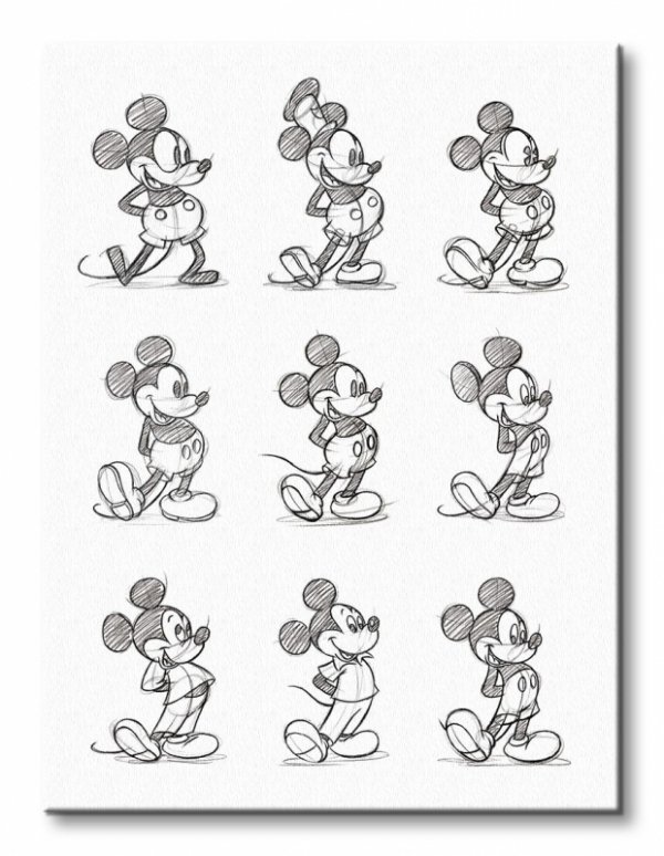 Obraz do salonu - Mickey Mouse (Sketched - Multi)