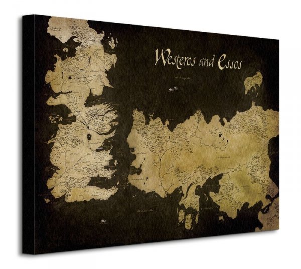 Game of Thrones (Westeros and Essos Antique Map) - Obraz na płótnie