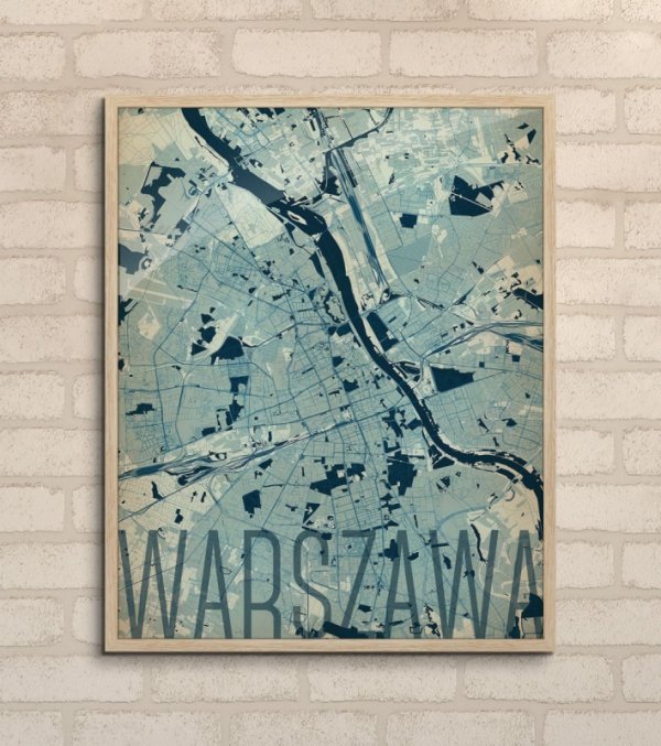 Plakat na ścianę - Warszawa - Artystyczna mapa - 40x50 cm