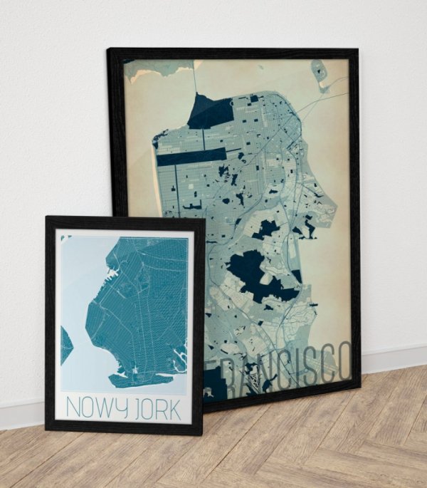 Plakat na ścianę - Gdańsk - Artystyczna mapa - 40x50 cm