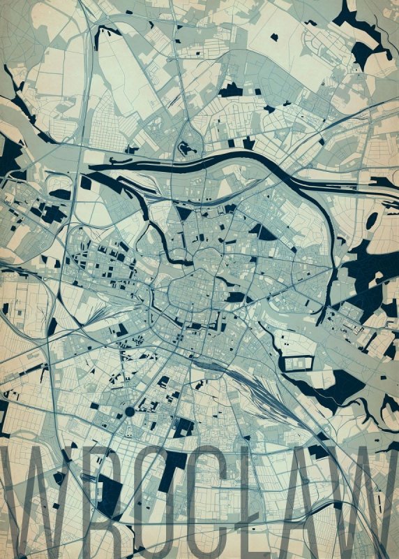 Plakat do salonu - Wrocław - Artystyczna mapa - 50x70 cm