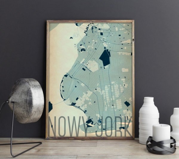 Plakat na ścianę - Nowy Jork - Artystyczna mapa - 50x70 cm