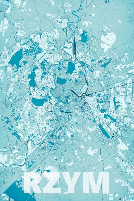 Plakat do biura - Rzym - Błękitna mapa - 61x91,5 cm