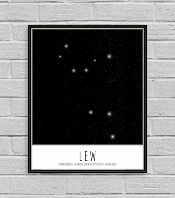 Lew konstelacja gwiazd z opisem - plakat