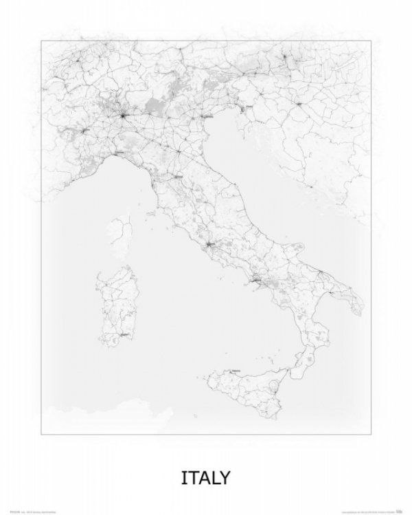 Italy, black&amp;white - mapa