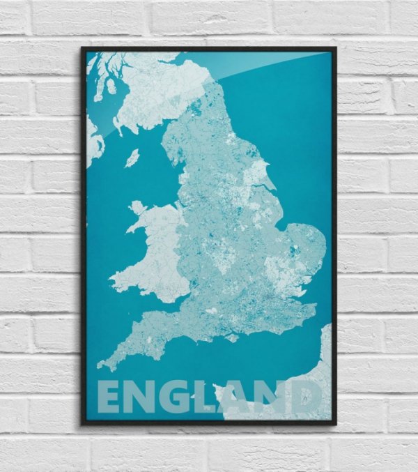 England, modern blue - mapa