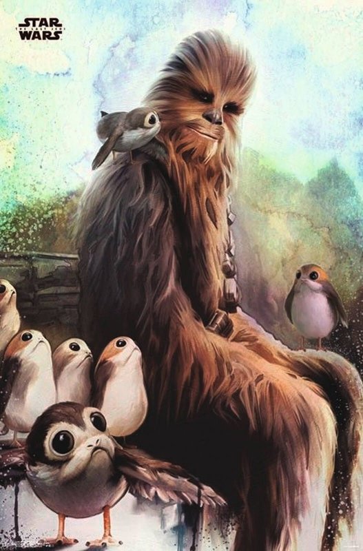 Plakat - Gwiezdne Wojny - Ostatni Jedi Chewbacca &amp; Porg - Sklep DecoArt24.pl