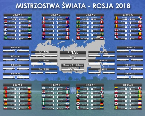 Tabela Mistrzostw Świata Rosja 2018 - plakat